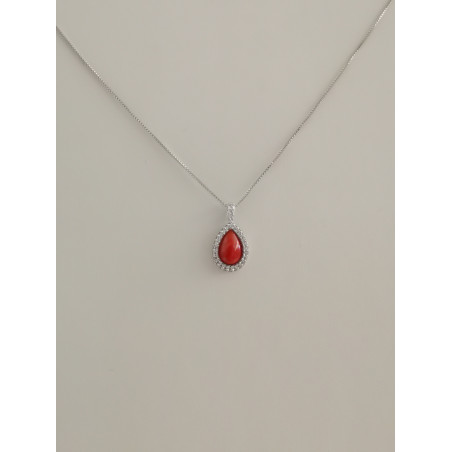 925 SILVER NECKLACE WITH NATURAL RED CORAL