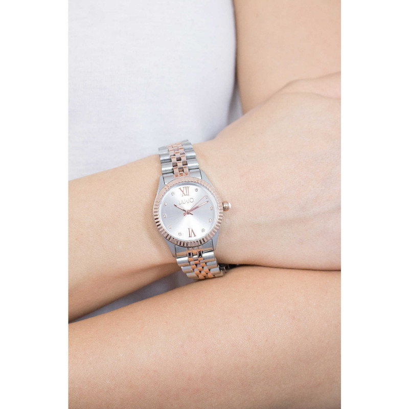 Solo Tempo Woman LiuJo Tiny TLJ1223 Watch in Rose Gold and Silver Steel