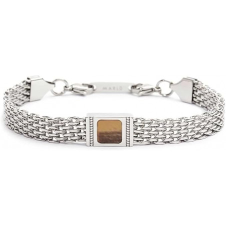 Bracciale Unisex Marlù 30BR0018-M Catena Mesh in Acciaio Silver con Pietra Brown