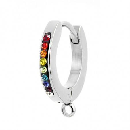 Mono Orecchino Marlù Donna 2OR0055-RGB in Acciaio Silver Cristalli Arcobaleno