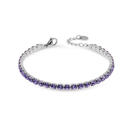 Bracciale Tennis Donna Liujo LJ2422 in Acciaio 316l Silver con Zirconi Lilla