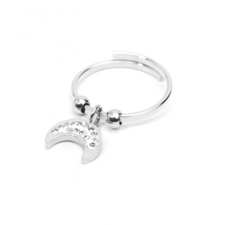 Anello in acciaio Silver 316L 18AN071 Marlù da donna con Mezza Luna