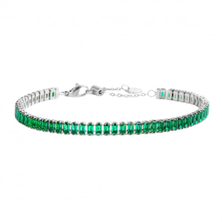 Bracciale Tennis Donna Marlù 33BR0022-V in Acciaio Silver con Zirconi Verdi