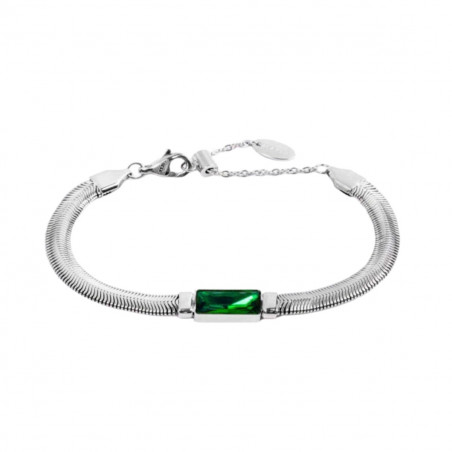 Bracciale Donna Marlù 33BR0024-V Vision Catena Snake in Acciaio Silver e Zircone Verdi